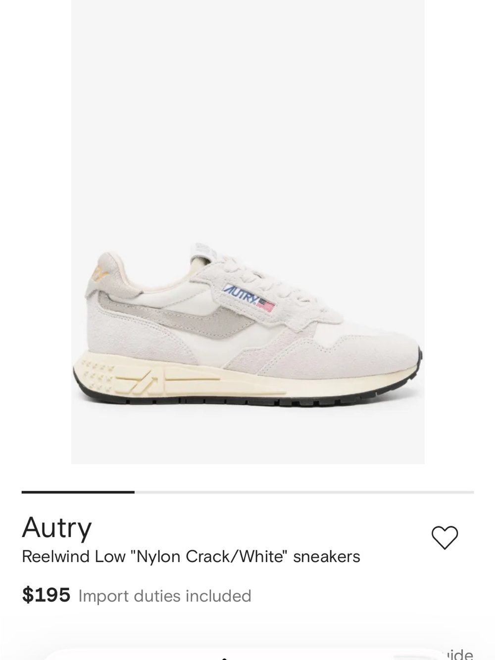Autry Reelwind Low Nylon Crack White Sneakers - Women's